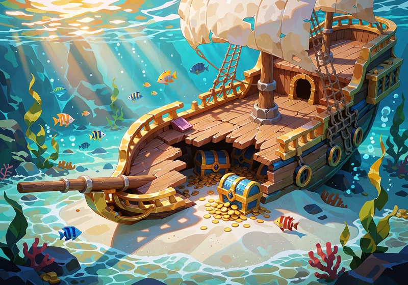 S&aelig;nket galeon p&aring; turkis havbund med skattekister og guldm&oslash;nter - pirat-slots hos Smash Casino